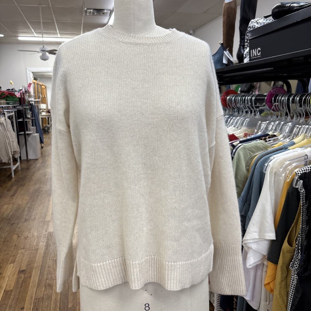 Aqua Cashmere Sweater White Crew Neck Pullover